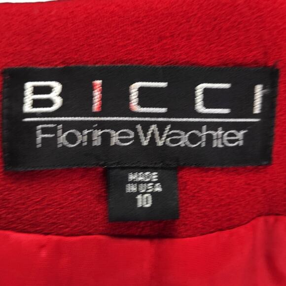 Vintage Bicci Florine Wachter Red Wool Power Suit 10 Jacket Skirt 80s Velvet - Picture 14 of 16